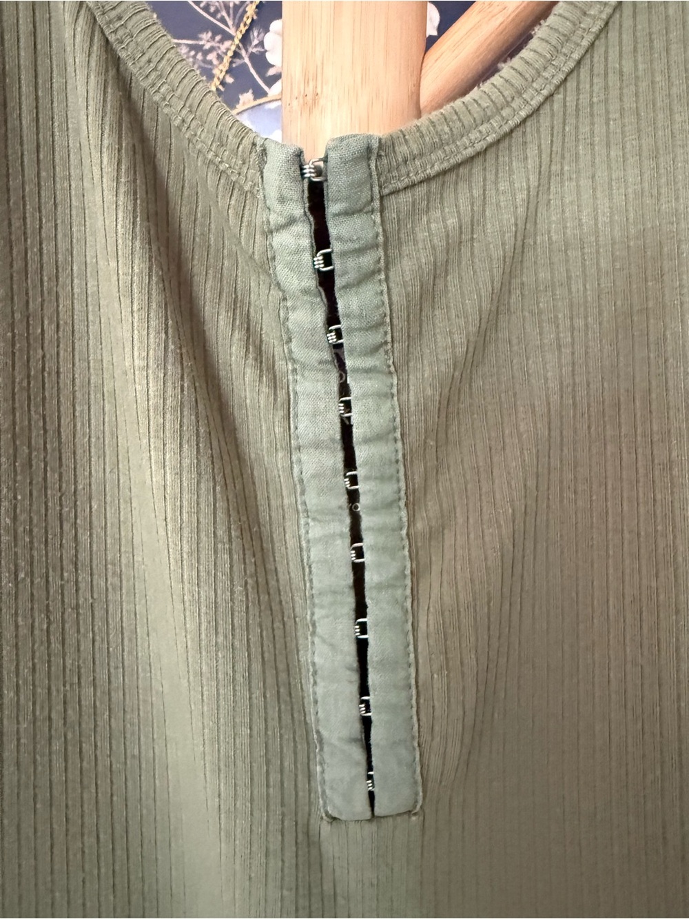 torrid Olive Green Ribbed Tank with Front Button Placket - Picture 4 of 6